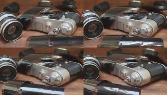 带胶片和镜头的复古相机高清在线视频素材下载