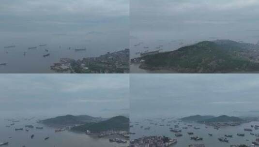 浙江台州海港村庄航拍高清在线视频素材下载