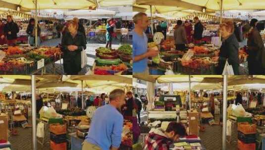 欧洲集市菜市场摆摊高清在线视频素材下载