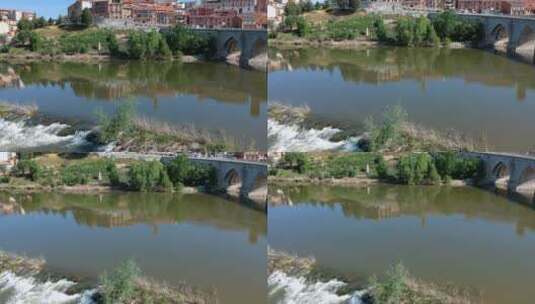 城镇河流的美丽景色高清在线视频素材下载
