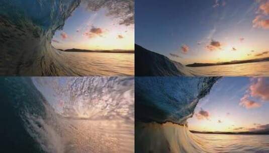 冲浪海浪巨浪第一视角高清在线视频素材下载