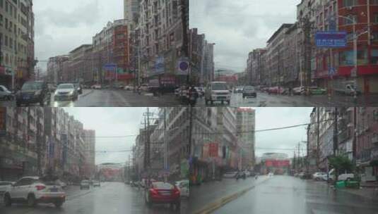 下雨天乡村公路行驶汽车记录仪驾驶第一视角高清在线视频素材下载