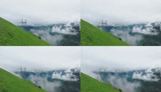 川西巴朗山垭口山间云雾唯美大气风光航拍高清在线视频素材下载