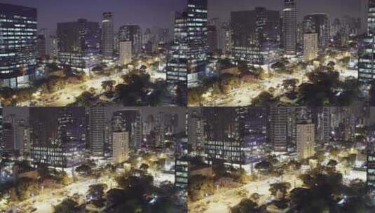 巴西圣保罗，夜间照明建筑物的时间流逝高清在线视频素材下载