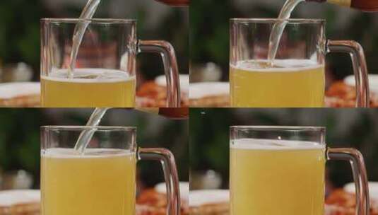 4K特写玻璃杯中倒啤酒高清在线视频素材下载