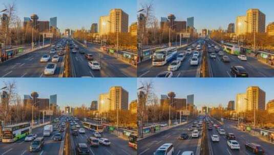 北京朝阳街道高峰期高清在线视频素材下载