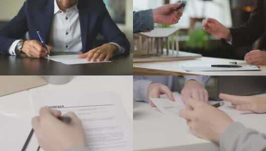 【合集】商务办公签合同签文件高清在线视频素材下载
