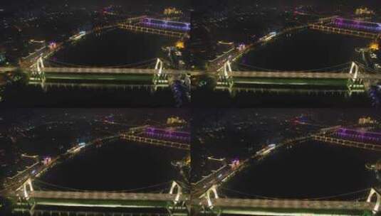 航拍广西柳州红光大桥夜景高清在线视频素材下载