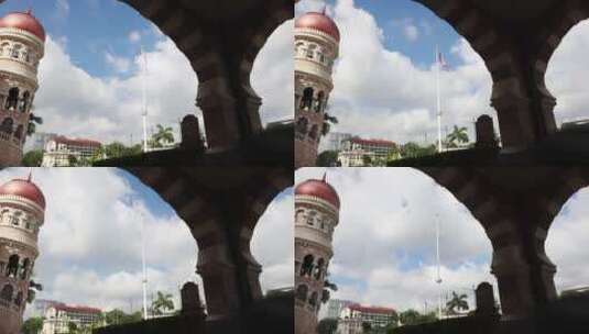 低角度拍摄飘扬的旗帜延时高清在线视频素材下载