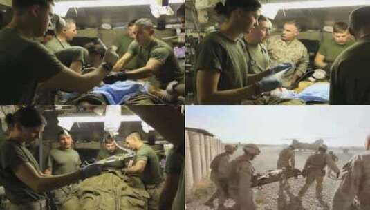 士兵在阿富汗野战医院手术高清在线视频素材下载