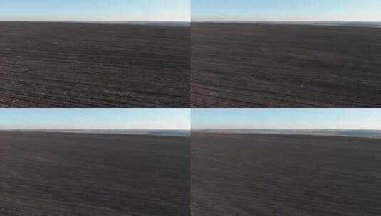鸟瞰农田的黑色土壤高清在线视频素材下载