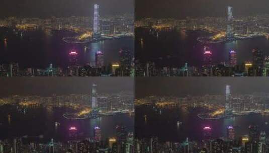 延时香港闪烁摩天大楼高清在线视频素材下载