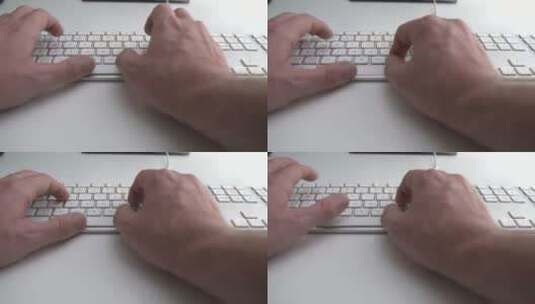 双手在键盘上快速打字高清在线视频素材下载