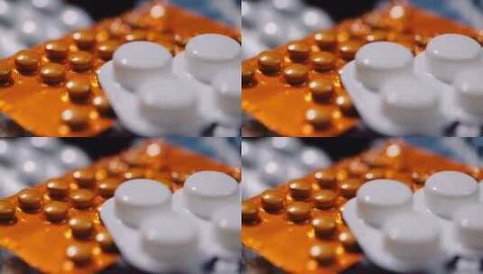 微距拍摄红棕色和白色的药高清在线视频素材下载