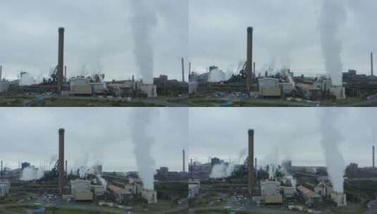 航拍钢铁制造厂高清在线视频素材下载
