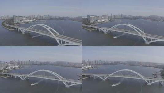 4k航拍厦门五缘湾大桥（d-log格式）高清在线视频素材下载