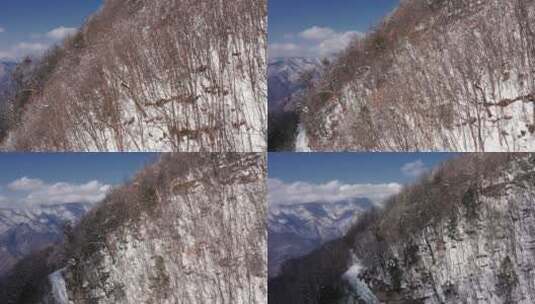 4K神农架山区航拍雪景山景横移高清在线视频素材下载