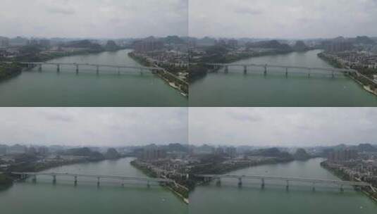 航拍柳州，柳江风光高清在线视频素材下载