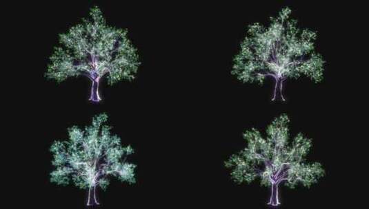 绿色唯美全息粒子树高清在线视频素材下载