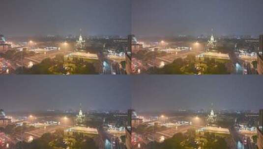 北京展览馆雨天高清在线视频素材下载