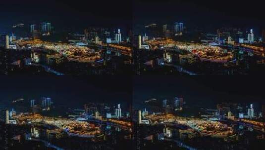 4k延时贵州铜仁市特写中南门夜景素材高清在线视频素材下载