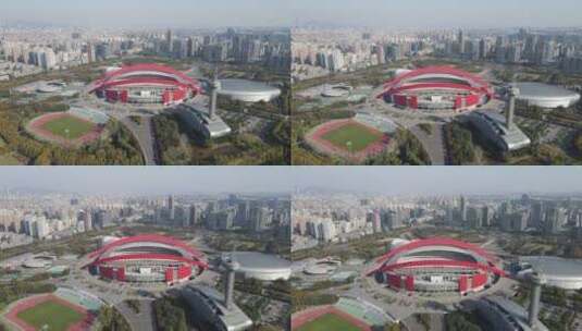 航拍江苏南京奥林匹克体育中心高清在线视频素材下载
