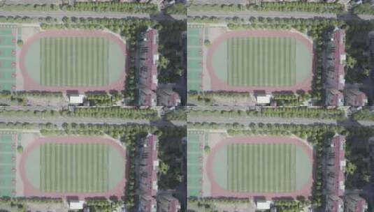 航拍学校操场跑道足球场高清在线视频素材下载