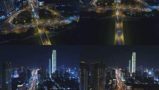 城市夜景车流灯光俯瞰城市全貌立交桥夜景高清在线视频素材下载