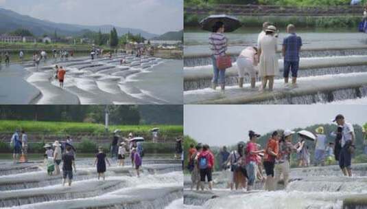 浏阳乡村旅游-画里小河叠水坝高清在线视频素材下载