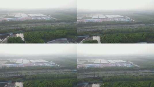 上海临港新城基建工地吊车建造建筑4K航拍高清在线视频素材下载