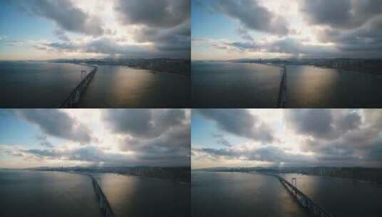 大连星海湾跨海大桥航拍高清在线视频素材下载