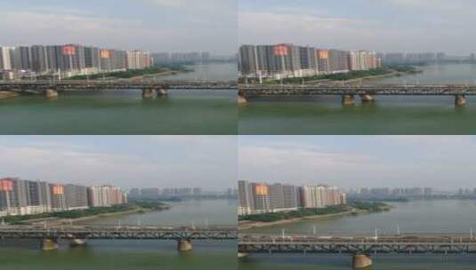 城市航拍湖南衡阳跨湘江大桥竖屏高清在线视频素材下载
