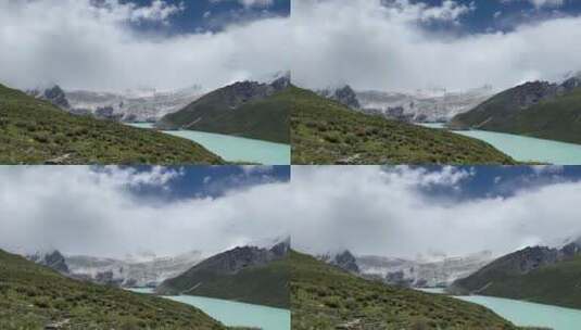 萨普神山雪山天空草原白云高清在线视频素材下载
