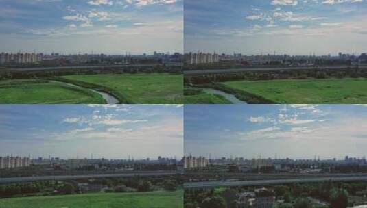 城市地铁高架在蓝天白云下延时高清在线视频素材下载