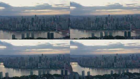 4K鸟瞰重庆全景傍晚夕阳航拍高清在线视频素材下载