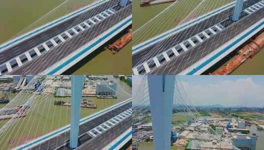 东莞滨海湾大桥路面侧方前进上摇高清在线视频素材下载