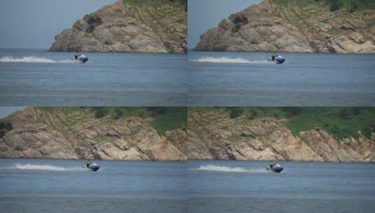 海岛玩摩托艇的人们高清在线视频素材下载