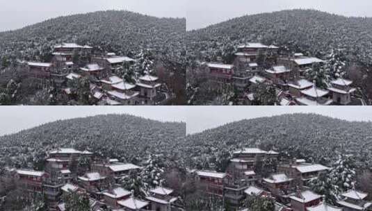 洛阳龙门石窟香山寺雪景高清在线视频素材下载