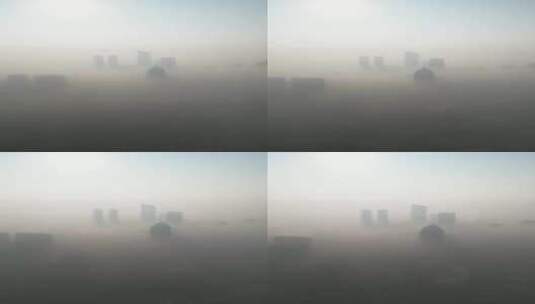 航拍大雾中的无锡竖版高清在线视频素材下载