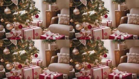 圣诞节礼盒装饰特写高清在线视频素材下载