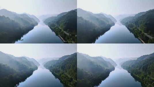 郴州东江湖小东江 日出山水航拍 绿水青山高清在线视频素材下载