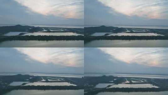 航拍湖南岳阳洞庭湖日落风景湿地美景高清在线视频素材下载