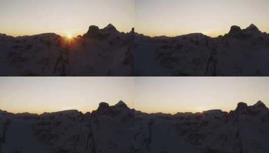 雪山剪影航拍高清在线视频素材下载