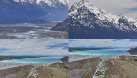 航拍新西兰库克山国家公园风光高清在线视频素材下载