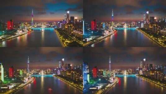 珠江两岸夜景晚霞高清在线视频素材下载