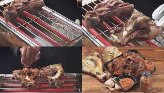 电炉烤猪胛骨制作过程高清在线视频素材下载