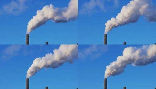 工厂烟囱烟雾废弃排放大气污染高清在线视频素材下载