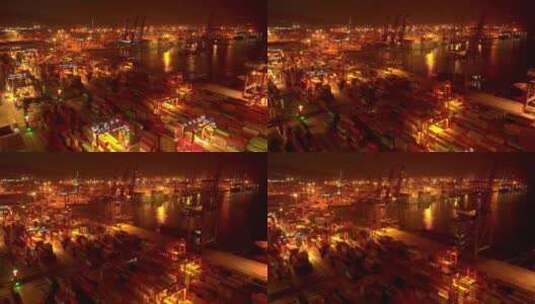 盐田港夜景延时超级港口高清在线视频素材下载