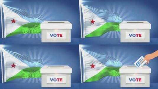 吉布提国旗和投票箱2024年大选高清在线视频素材下载