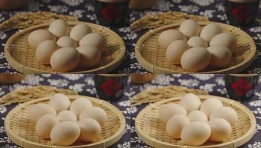 农产品鸡蛋土鸡蛋特写视频高清在线视频素材下载
